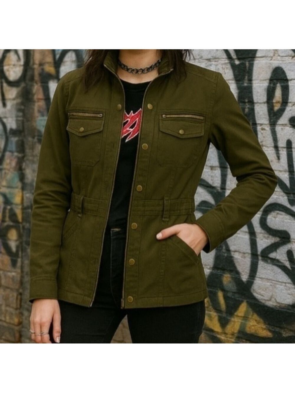 Y2K dELiA*s Green Military Jacket - XS
